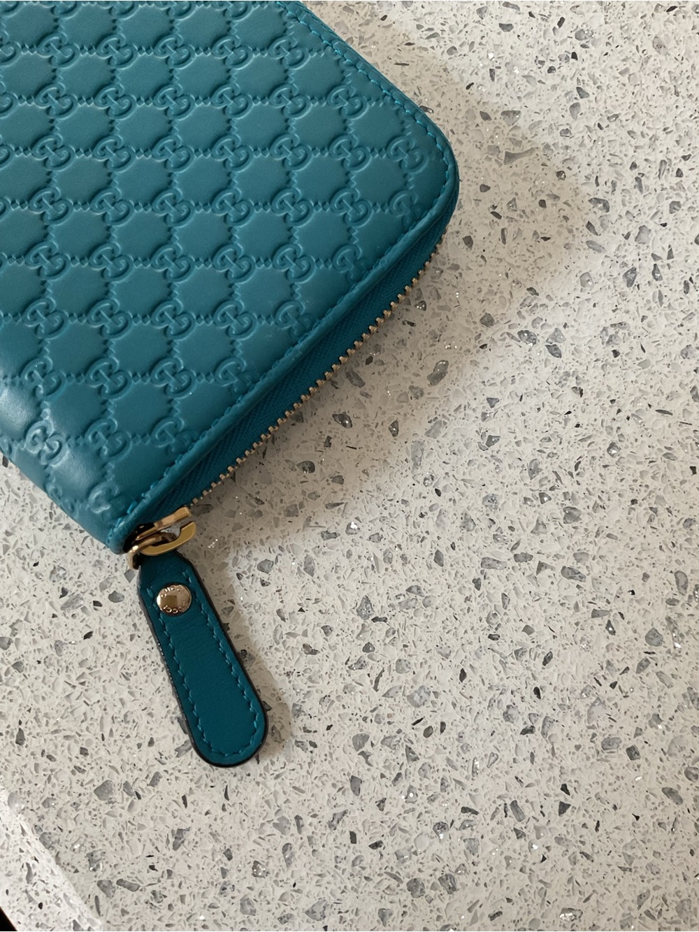 Gucci Guccissima Zip Around Teal Wallet - Picture 14 of 15